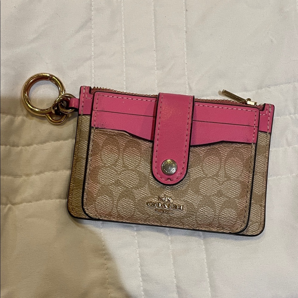 Coach Tan and Pink Key Holder